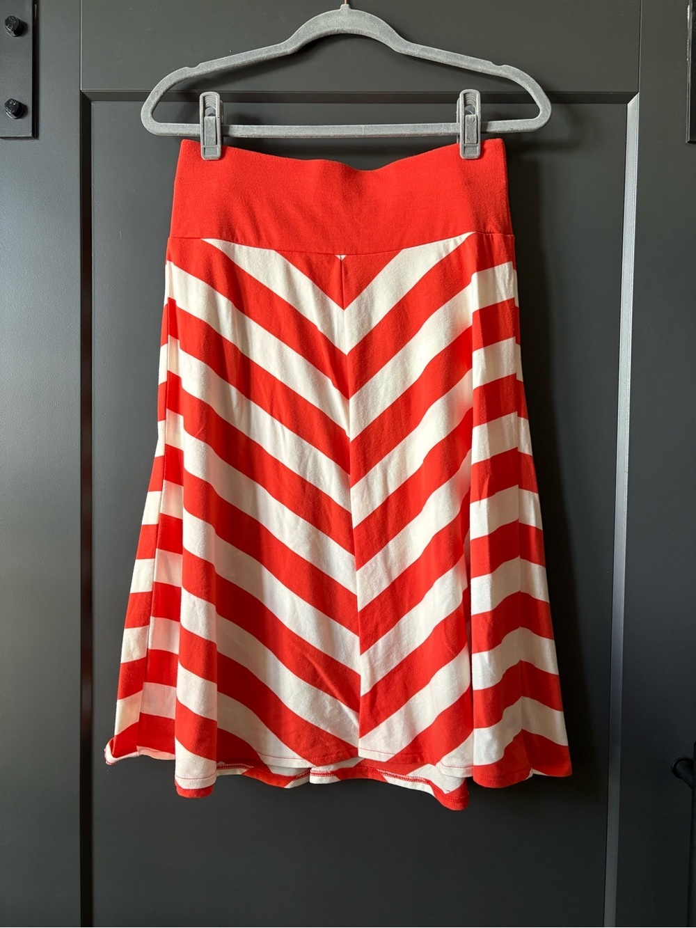 Old Navy Orange and White Chevron A-Line Skirt